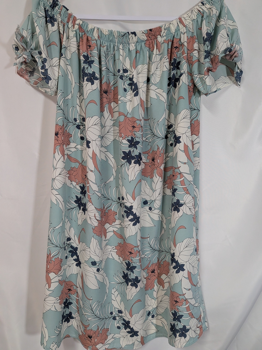 Soprano Floral Print Dress in Mint, Coral and Navy (M)